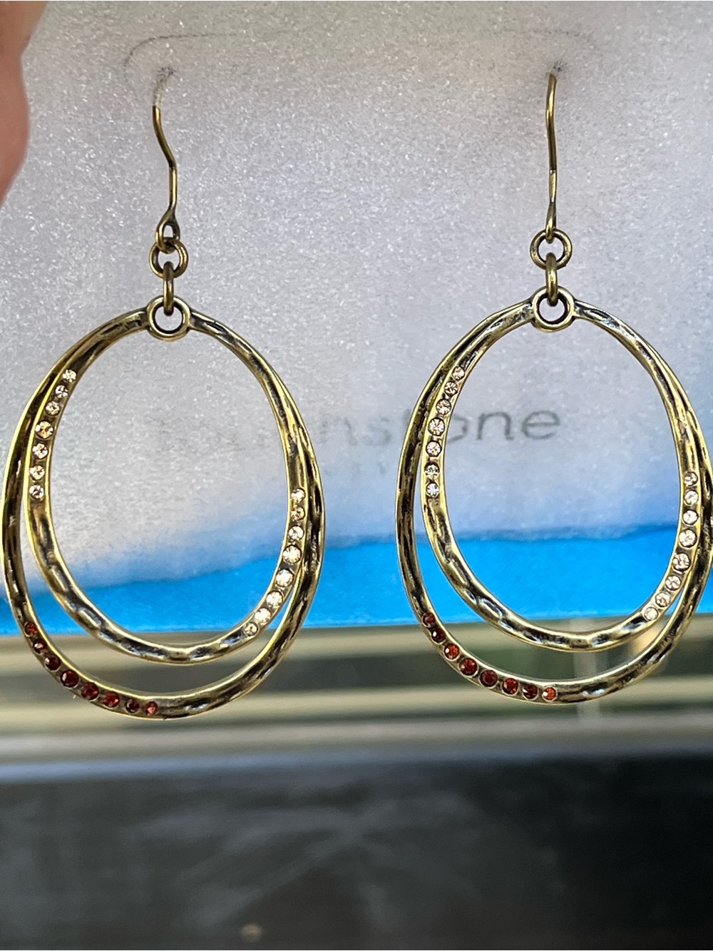 Entwined Earrings TSC Swarovski Amber🧡💛Topaz Crystals, Hoop Earrings, BNIB